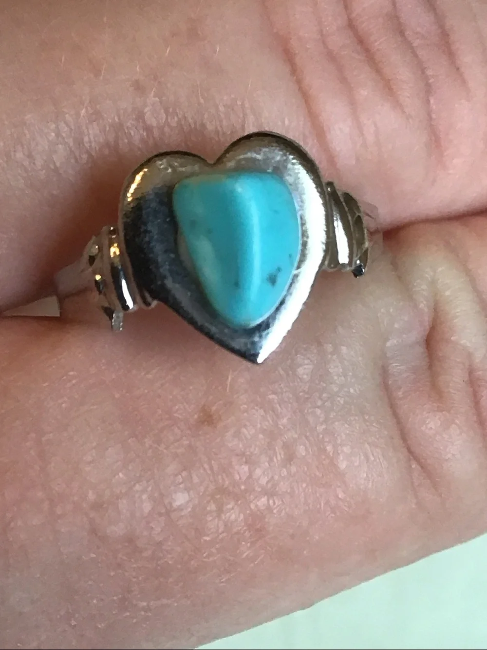 Two Vintage Turquoise Silver-toned Rings, Adjustable